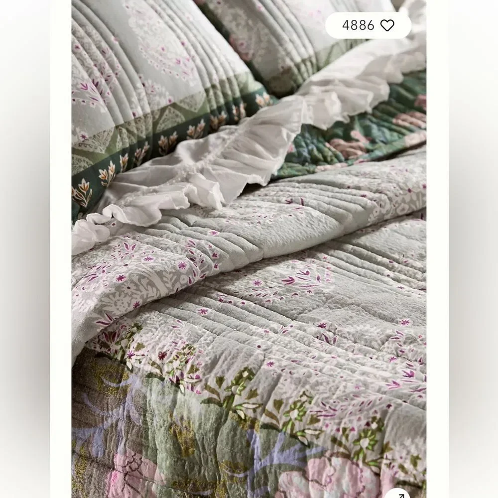 Anthropologie The Printed Textured Cotton Quilt Collection